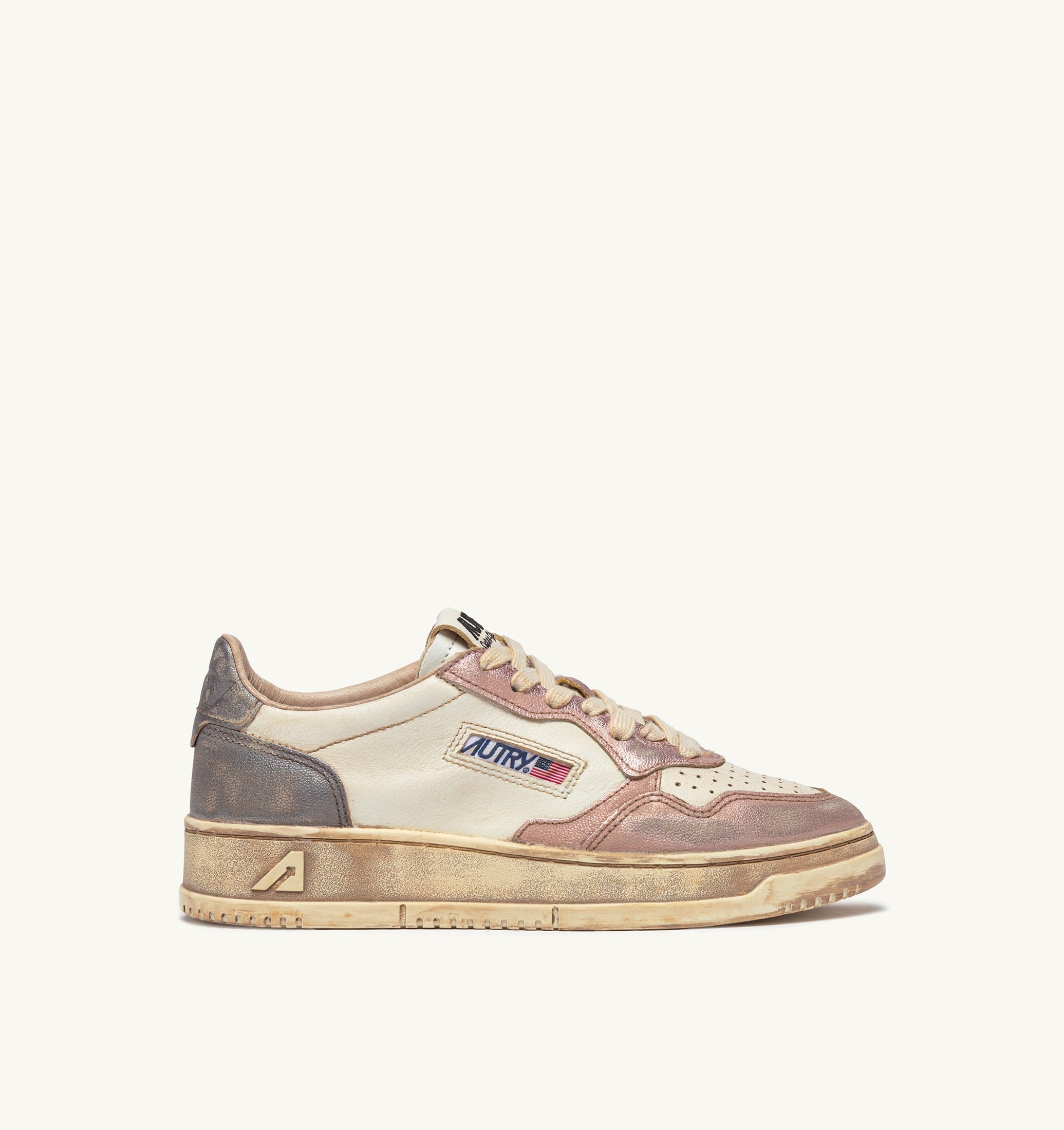 SNEAKERS MEDALIST LOW SUPER VINTAGE IN PELLE BIANCA ROSE E BLACKBOARD