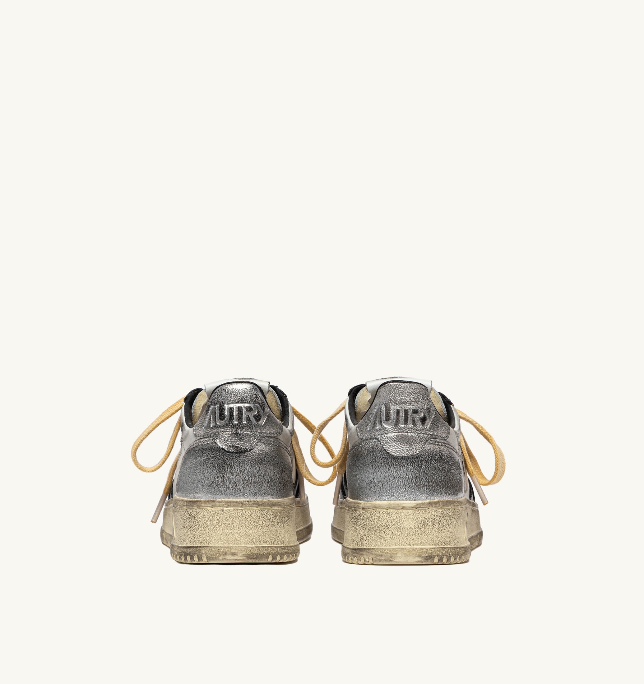 SNEAKERS MEDALIST LOW SUPER VINTAGE LOW IN PELLE BIANCA NERA E ARGENTO